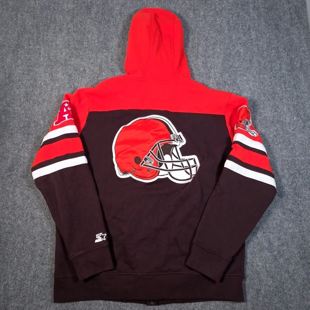 Starter Cleveland Browns Hoodie Mens XL Full Zip Sweatshirt NFL AFC Embroidered